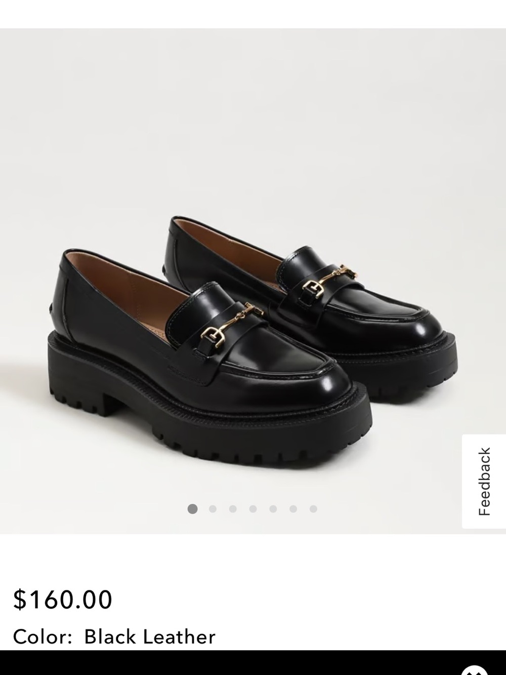 Sam Edelman Black Leather Lug-Sole Bit Loafers